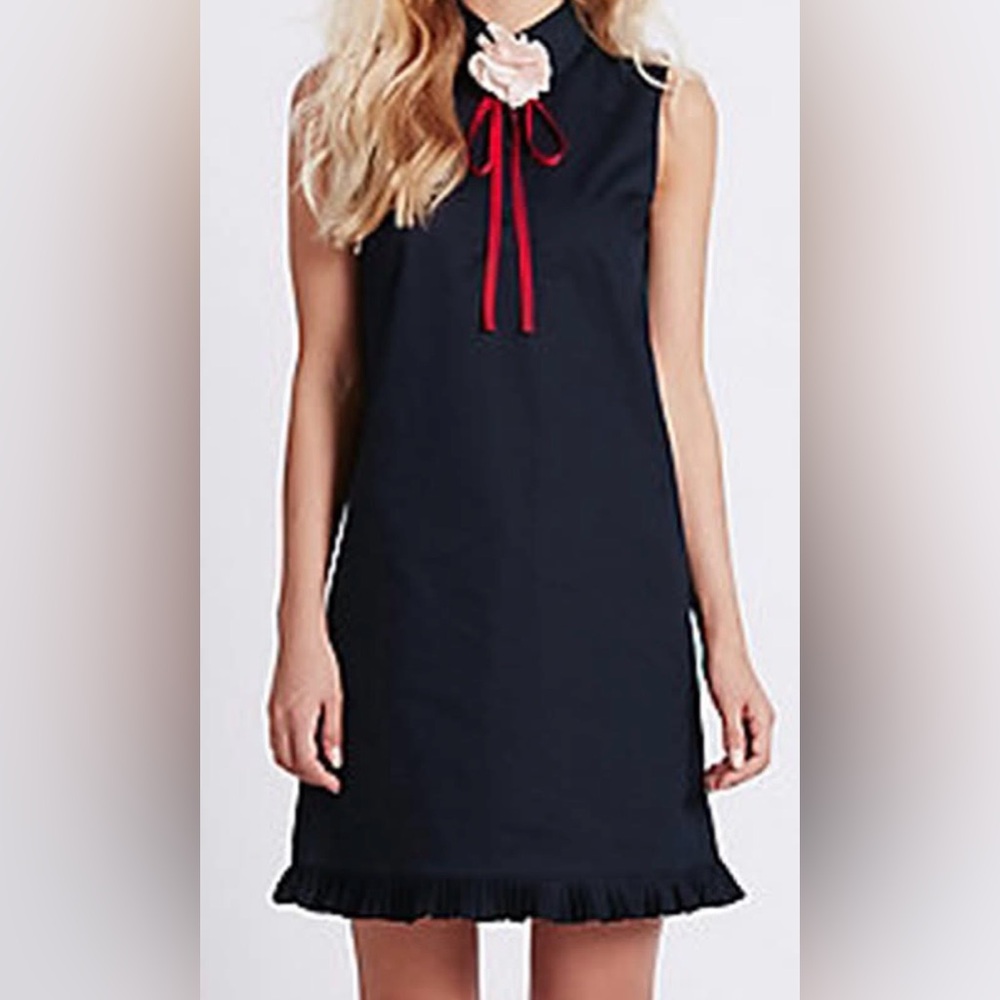 Chic Navy Chemise with Red Accents